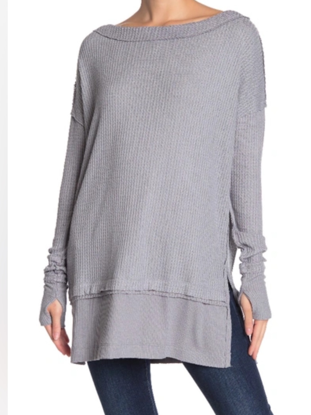 Free People North Shore Relaxed Thermal Knit Tunic Oversized